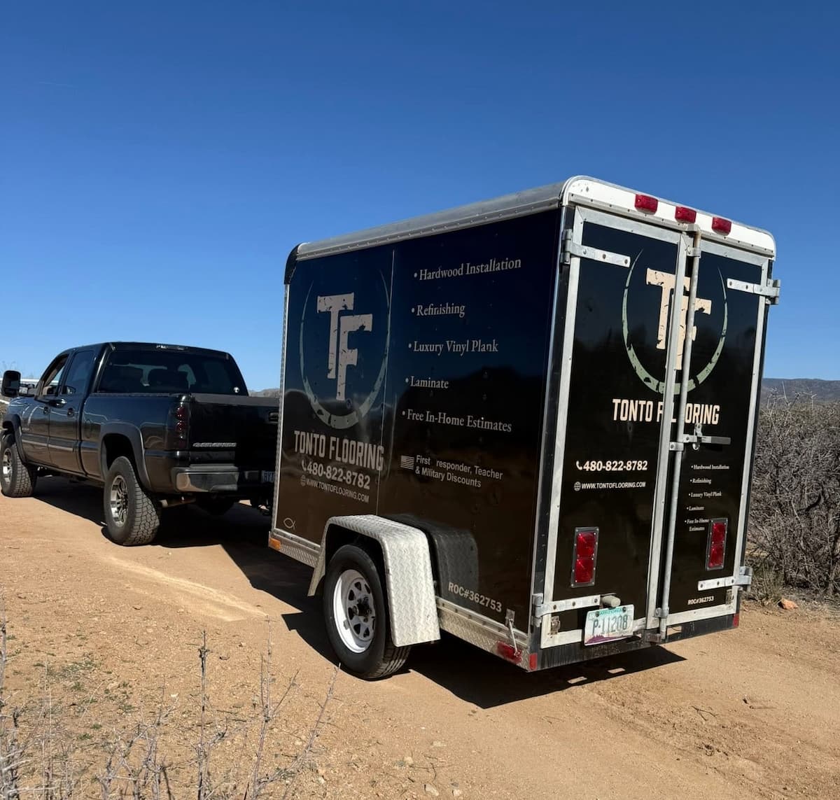 Tonto Flooring work truck and trailer